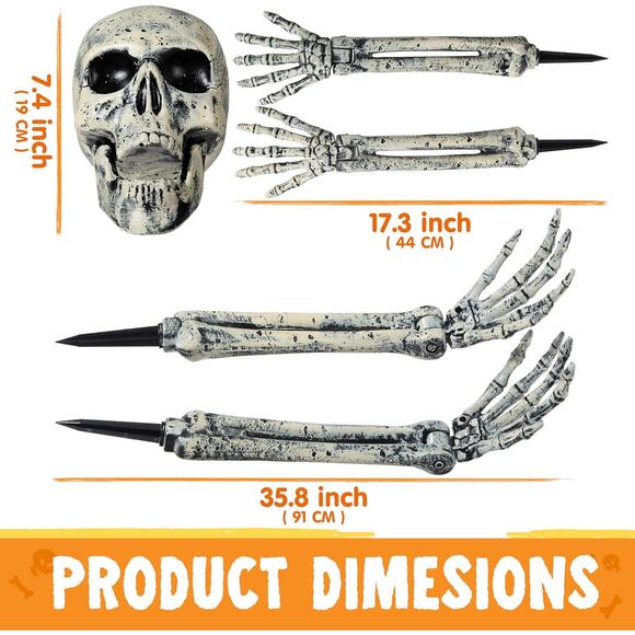 Halloween Skeleton Yard Stakes 5 Pack Life Size Groundbreaker Skulls Décor - Picture 2 of 8